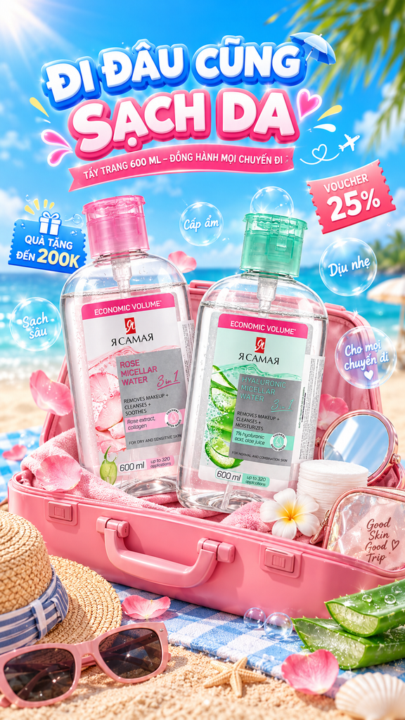 Nước tẩy trang ya samaya rose và lô hội