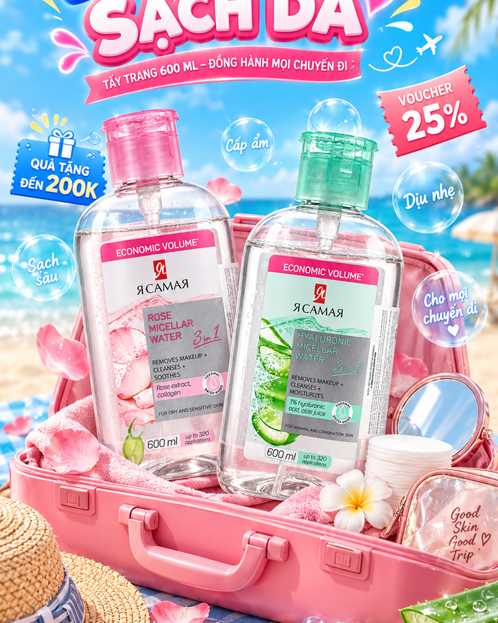 Nước tẩy trang ya samaya rose và lô hội
