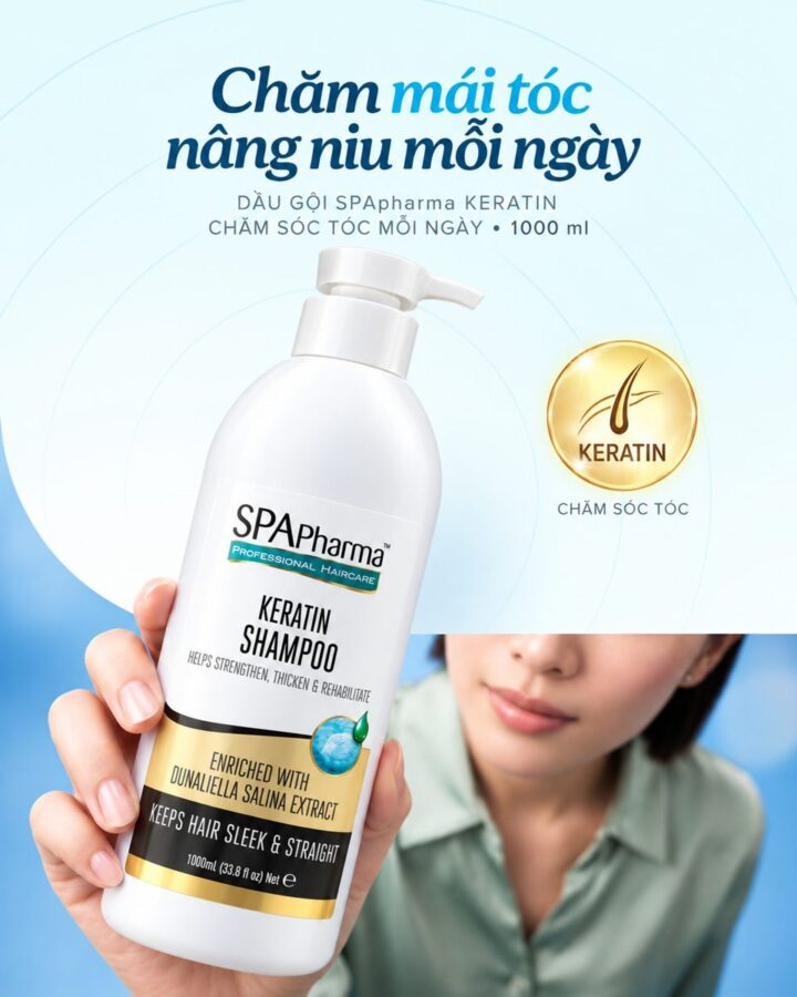 Dầu gội SPApharma Keratin 1000ml chăm sóc tóc mỗi ngày