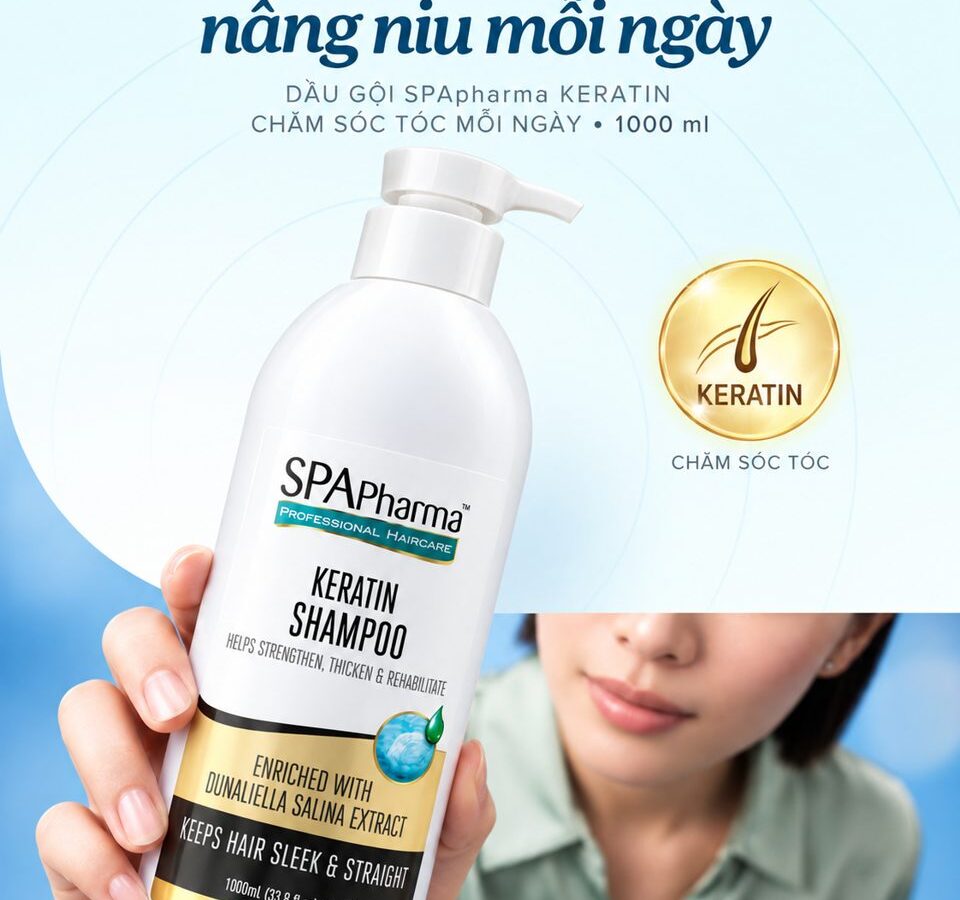 Dầu gội SPApharma Keratin 1000ml chăm sóc tóc mỗi ngày