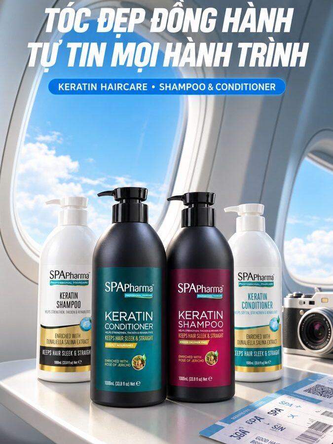 Dầu gội xả SPApharma Keratin đồng hành trong chuyến du lịch