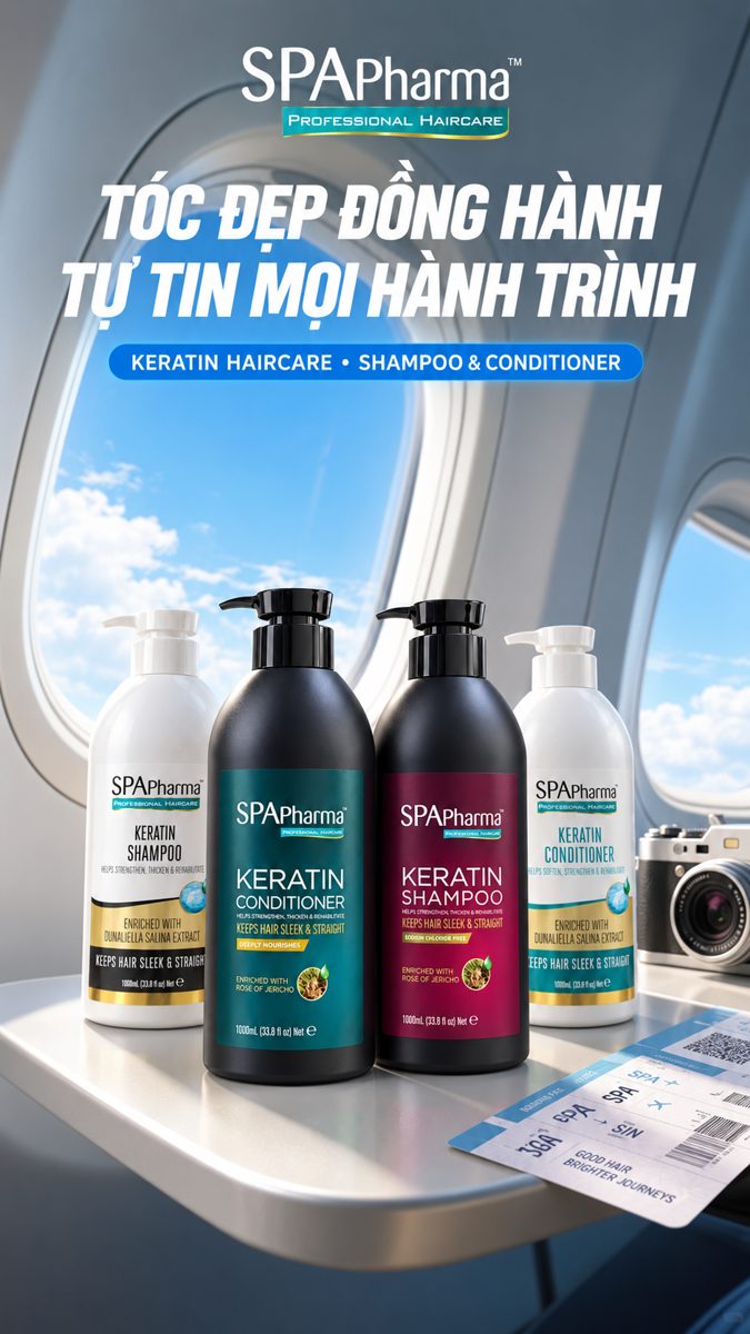 Dầu gội xả SPApharma Keratin đồng hành trong chuyến du lịch