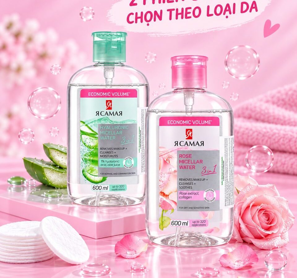 Nước tẩy trang YA SAMAYA 2 phiên bản Hyaluronic và Rose chọn theo loại da