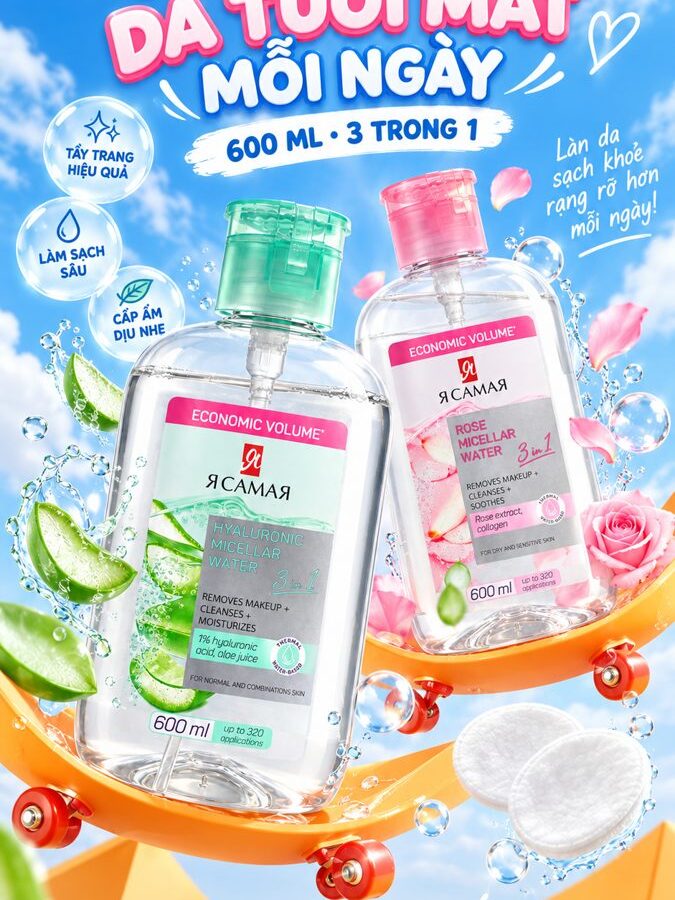 Nước tẩy trang YA SAMAYA 600ml 3 trong 1 cho da tươi mát mỗi ngày