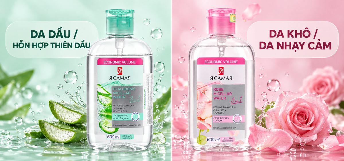 Nước tẩy trang YA SAMAYA cho da dầu hỗn hợp và da khô nhạy cảm