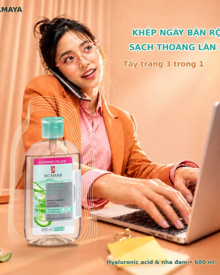 Nước tẩy trang YA SAMAYA Hyaluronic 3 trong 1 cho dân văn phòng
