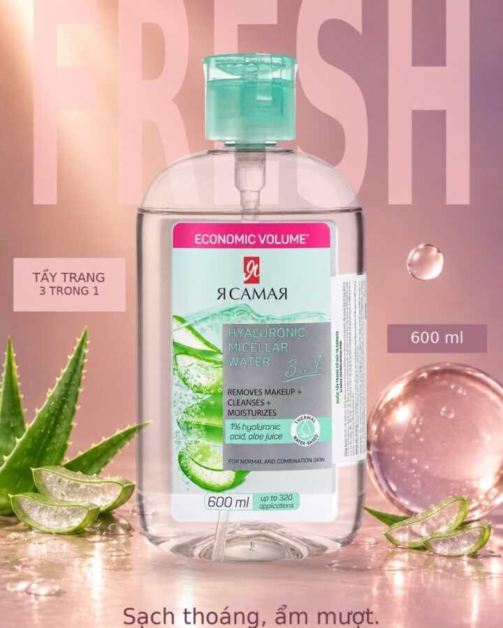 Nước tẩy trang YA SAMAYA Hyaluronic 600ml chiết xuất nha đam