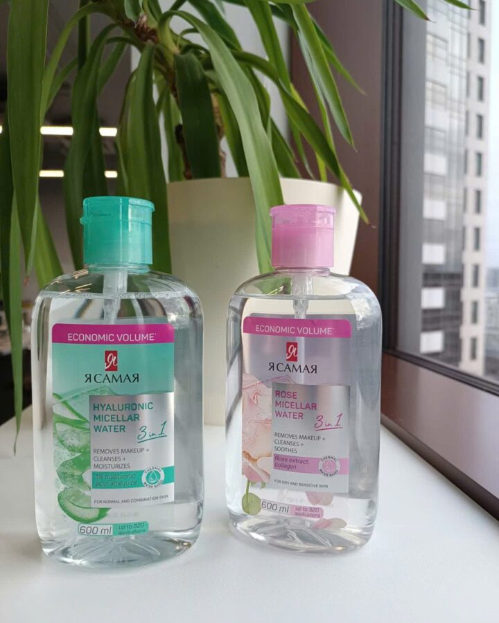 Ảnh thật hai chai nước tẩy trang YA SAMAYA Hyaluronic và Rose