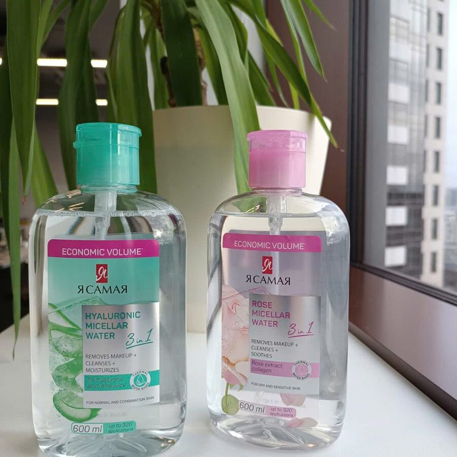 Ảnh thật hai chai nước tẩy trang YA SAMAYA Hyaluronic và Rose