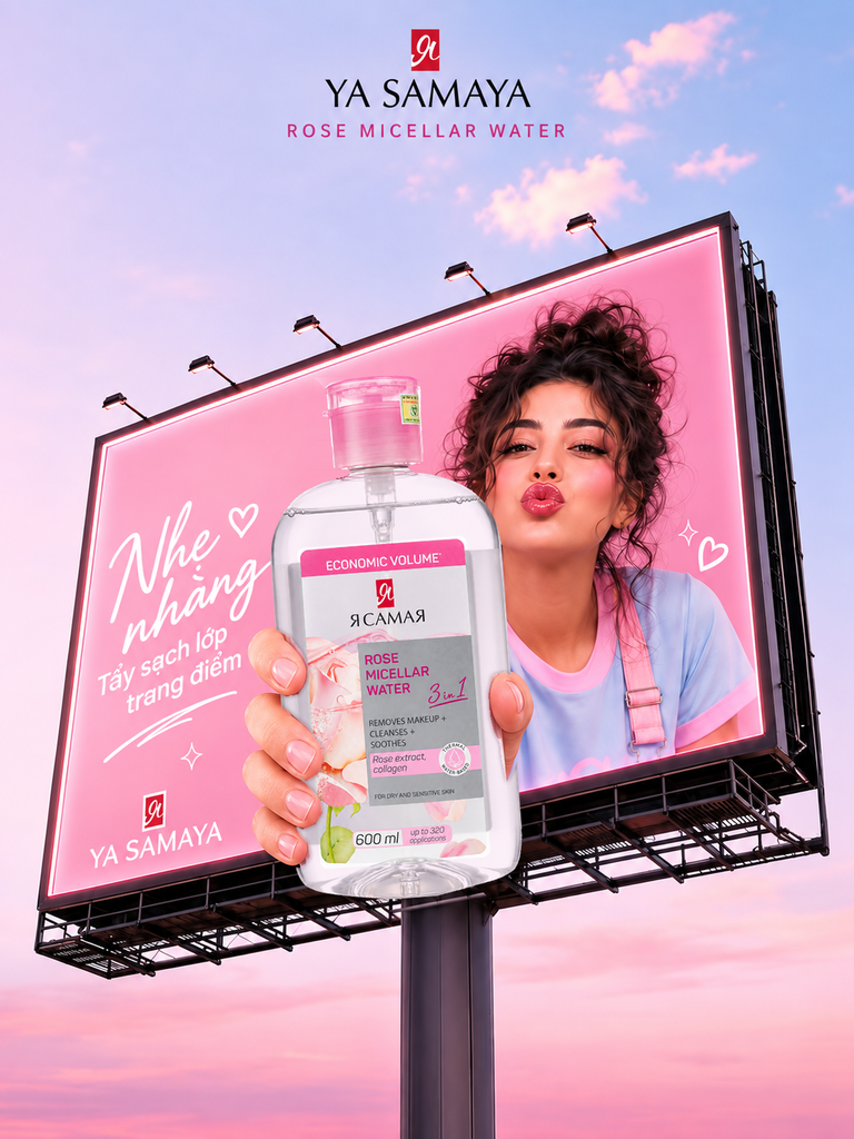 Nuoc tay trang ya samaya rose micellar water 600ml dành cho da khô và nhạy cảm